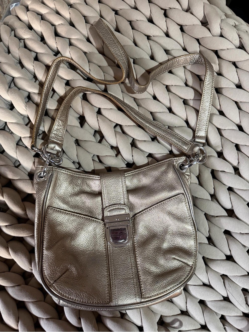 Metallic Taupe Crossbody Bag - Women